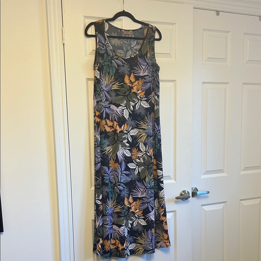 SJS Tropical Print Maxi Dress - Black and Orange